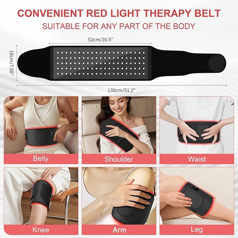 Red Light Therapy Belt 660nm 850nm Near Infrared Light Therapy for Body, Relaxing Muscle, Inflammation, Improve Circulation