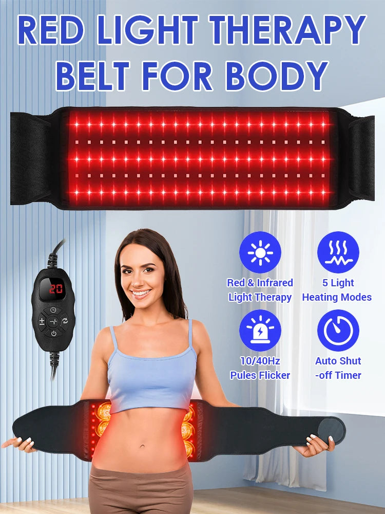 Red Light Therapy Belt 660nm 850nm Near Infrared Light Therapy for Body, Relaxing Muscle, Inflammation, Improve Circulation