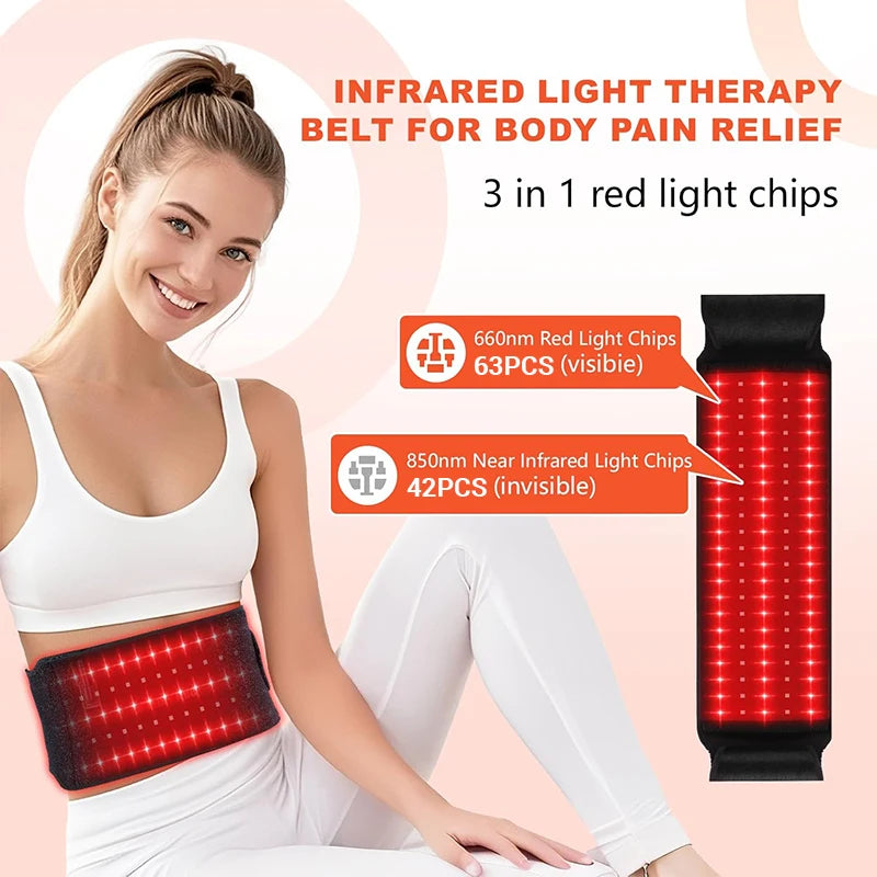 Red Light Therapy Belt 660nm 850nm Near Infrared Light Therapy for Body, Relaxing Muscle, Inflammation, Improve Circulation