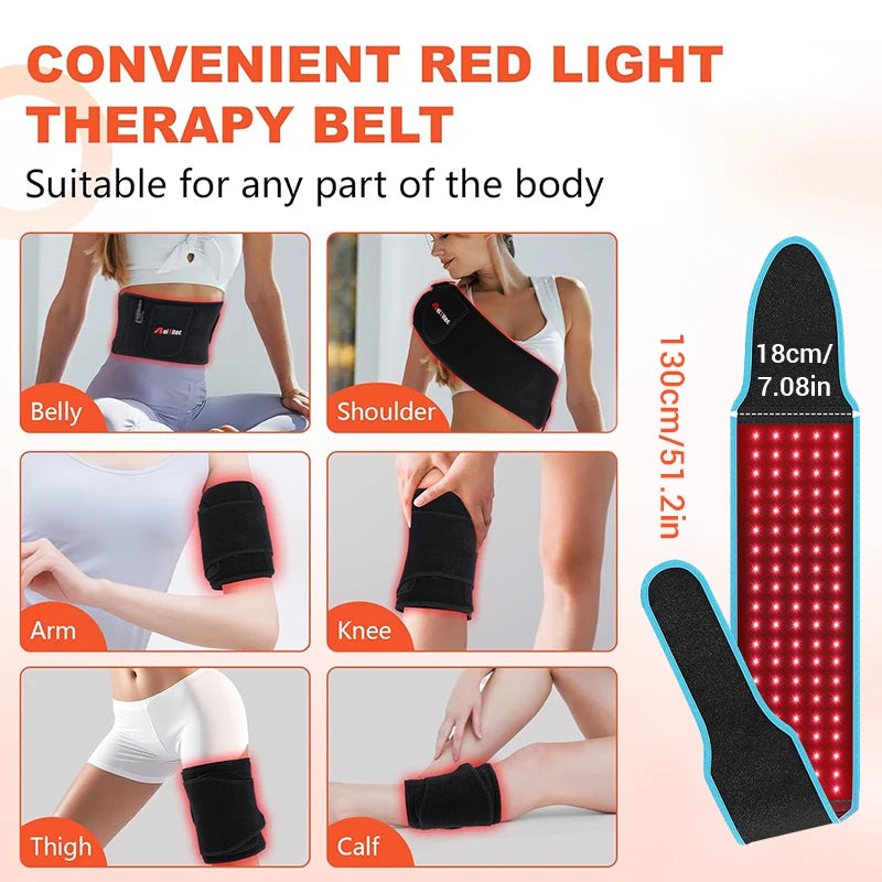 Red Light Therapy Belt 660nm 850nm Near Infrared Light Therapy for Body, Relaxing Muscle, Inflammation, Improve Circulation