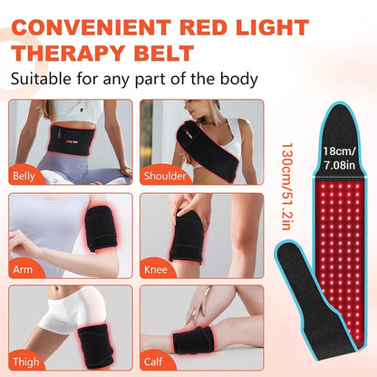 Red Light Therapy Belt 660nm 850nm Near Infrared Light Therapy for Body, Relaxing Muscle, Inflammation, Improve Circulation